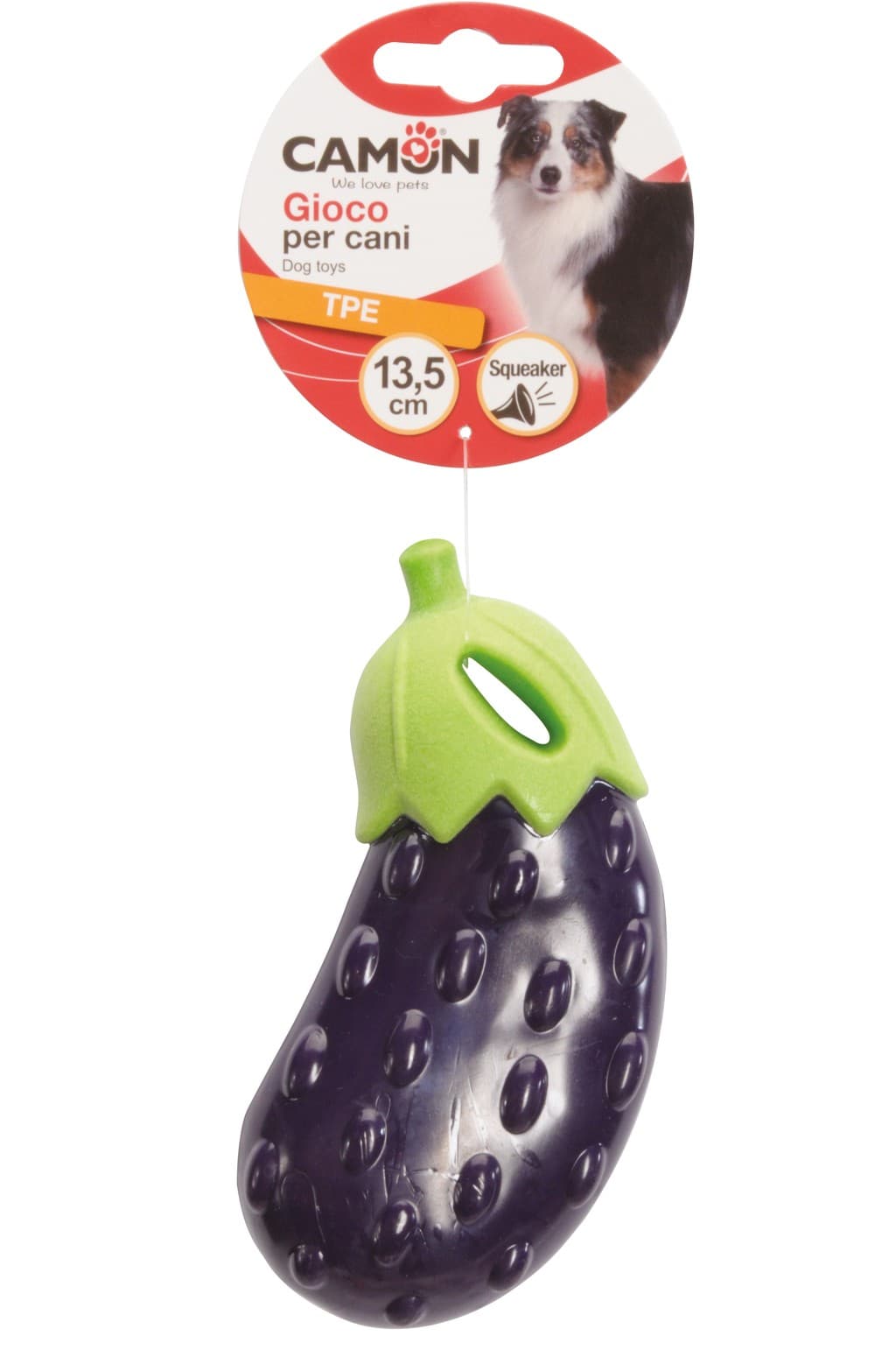 Gioco melanzana in TPE per cani con squeaker