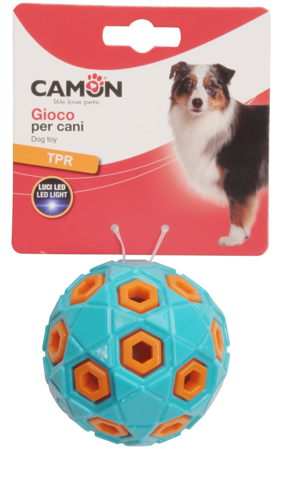 Gioco per cani - pallina in TPR con luci a led