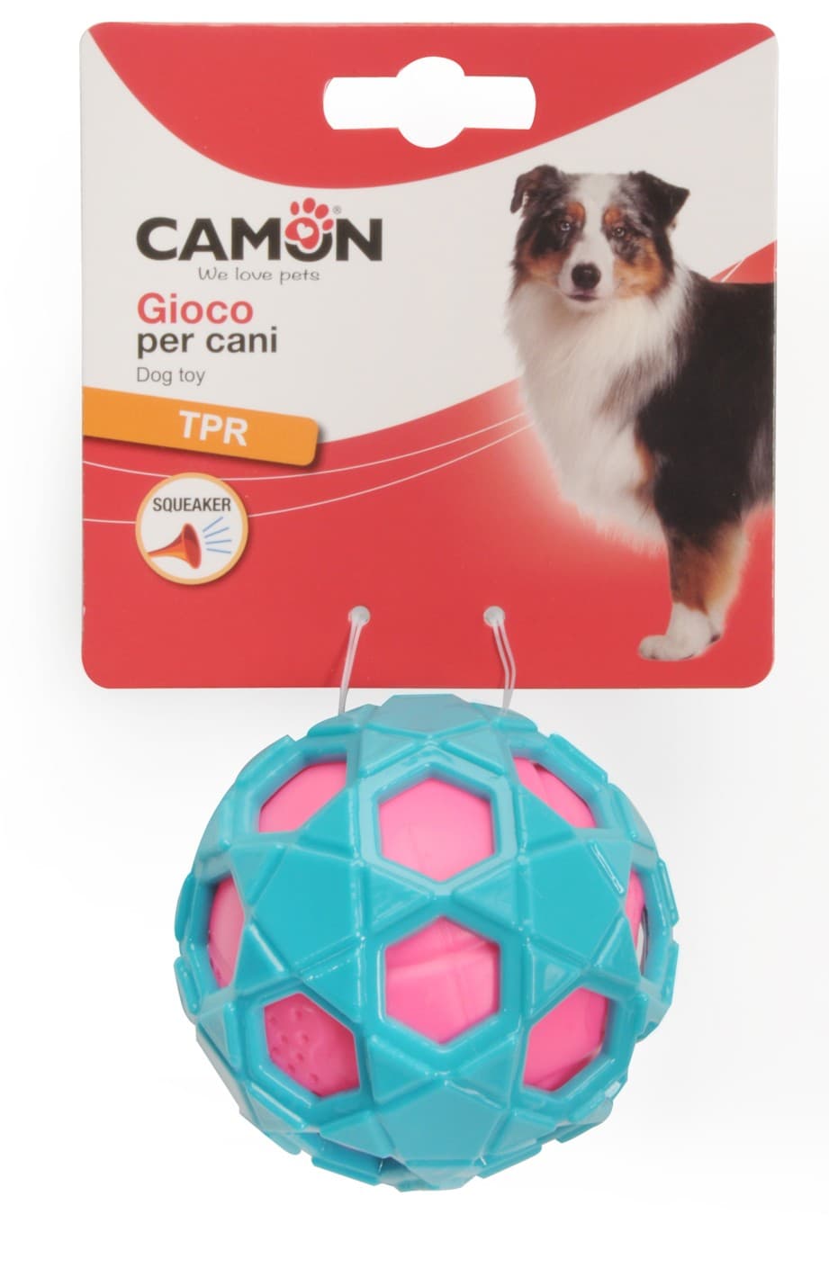 Gioco per cani - pallina in TPR con inserto liscio e squeaker
