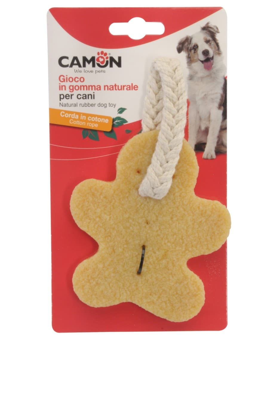 Gioco per cani - cookie-man con gomma naturale e corda