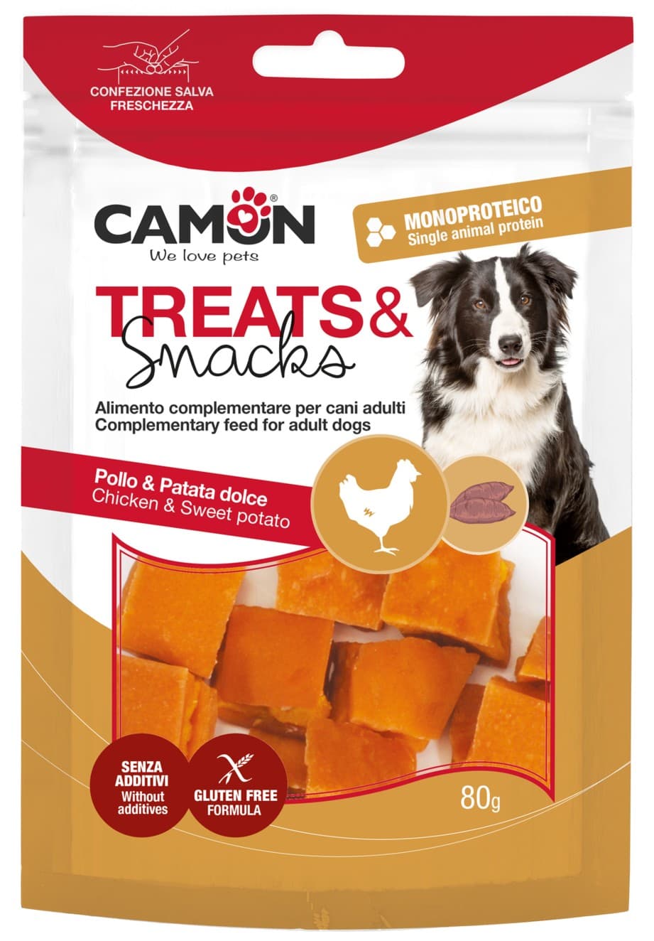 Quadrotti di pollo e patata dolce