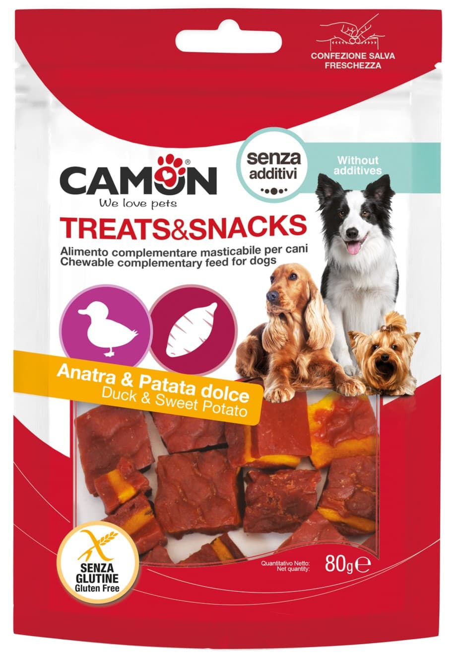 Quadrotti all'anatra e patata dolce