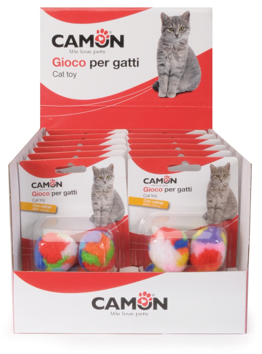 Gioco per gatti - mix palline colorate in poliestere con catnip