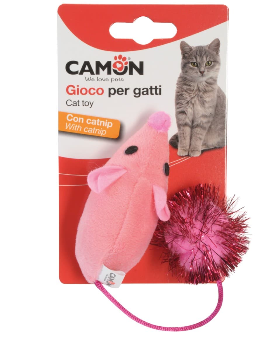 Topini in poliestere con catnip e coda con pallina