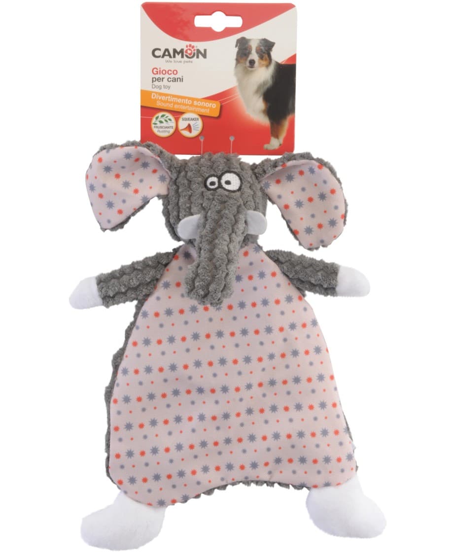Gioco per cani - elefante e volpe con squeaker ed effetto frusciante