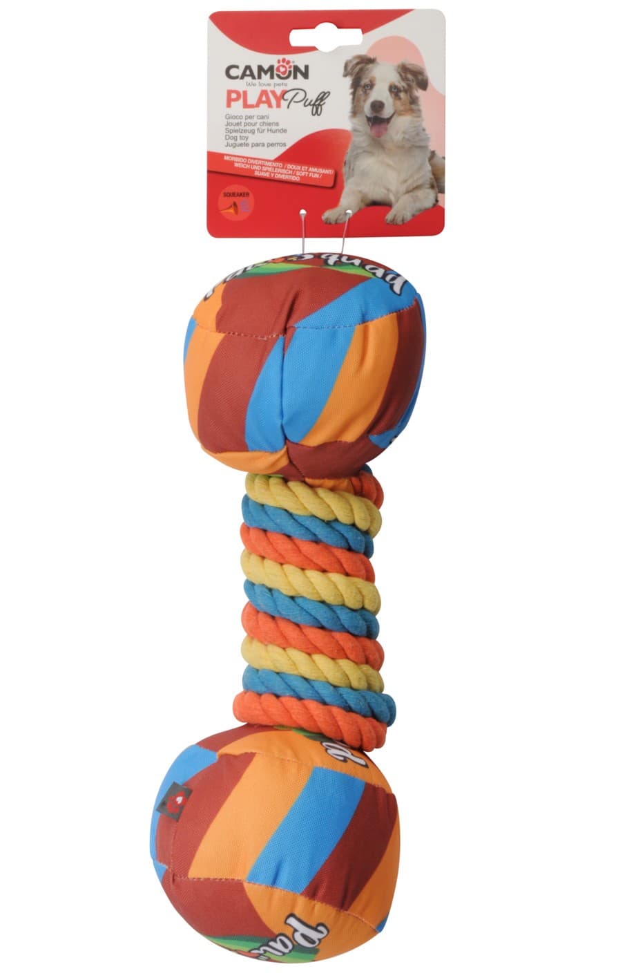 PLAY Puff - manubrio in poliestere con corda e squeaker