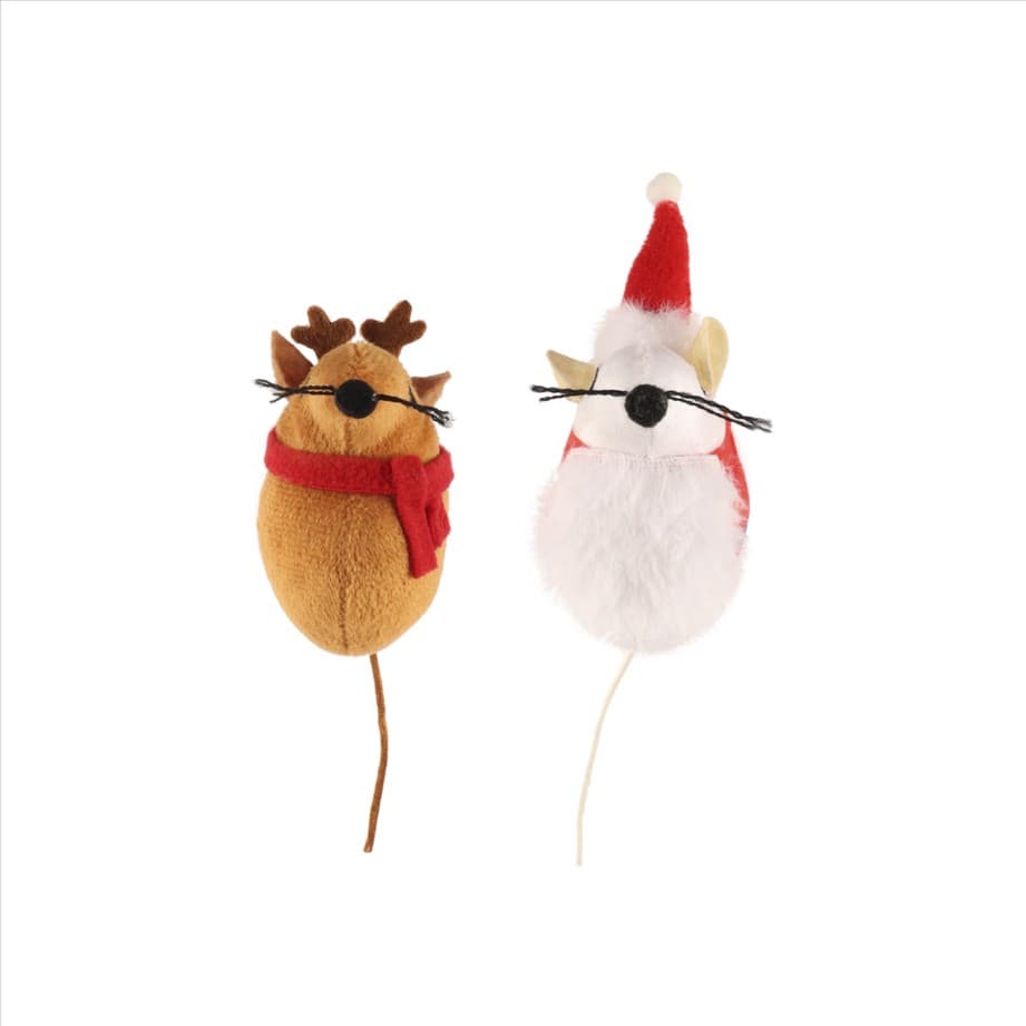 Gioco per gatti - topini natalizi in peluche
