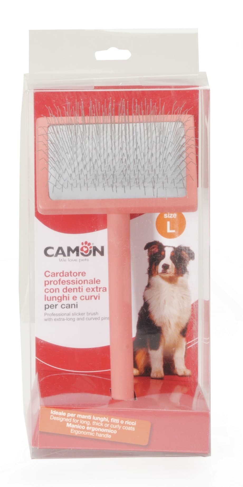 Cardatore professionale con denti extra lunghi e curvi per cani