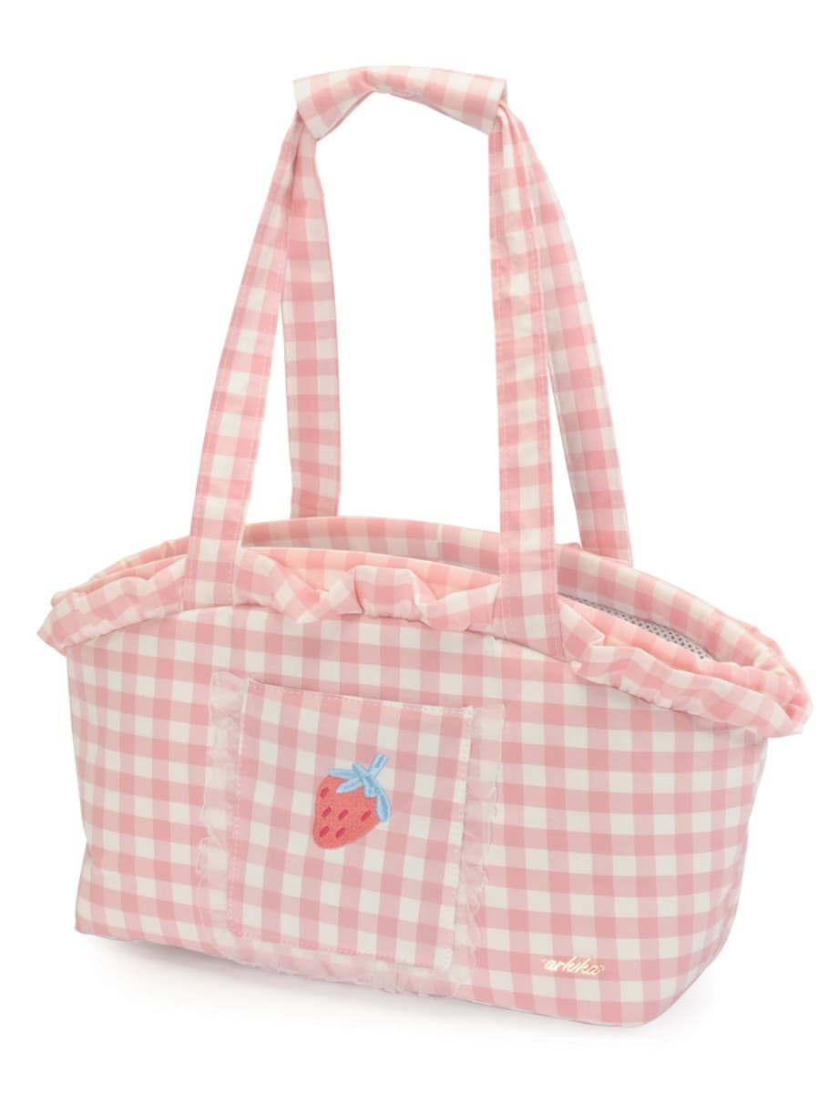 Borsa trasportino a quadretti rosa-bianca