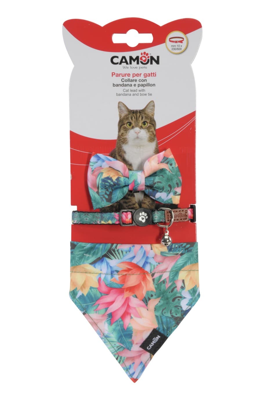 Parure per gatti - collare con bandana e papillon - Tropical