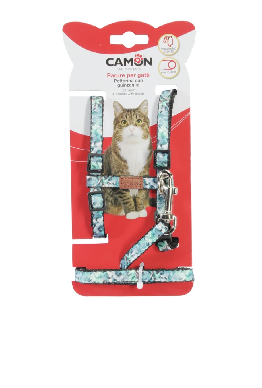 Parure per gatti - pettorina ad H regolabile con guinzaglio - Jungle