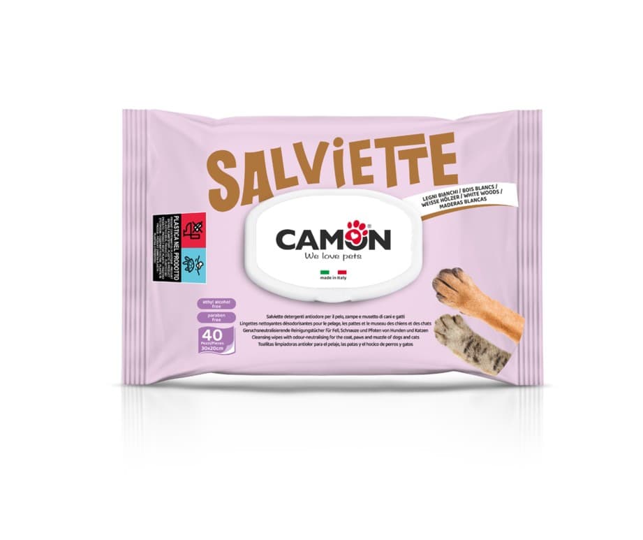 Salviette detergenti alla fragranza legni bianchi